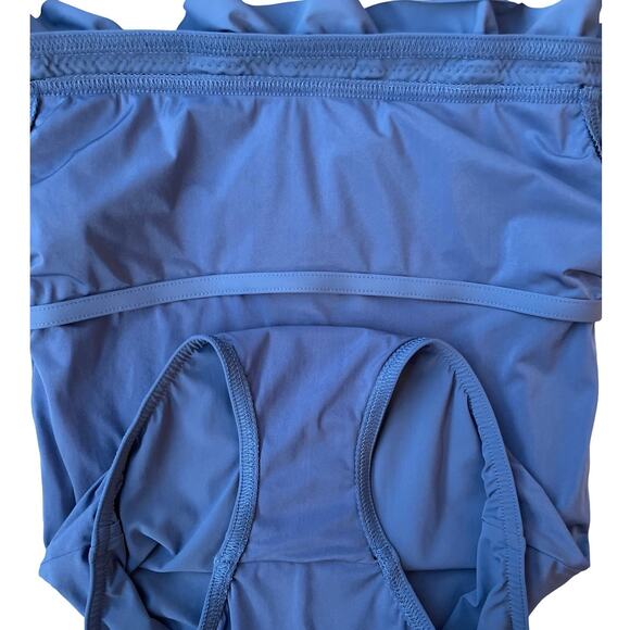 Karla Colletto Mondria Off Shoulder One Piece Swimsuit in Denim Blue - Size 6 - Picture 15 of 16